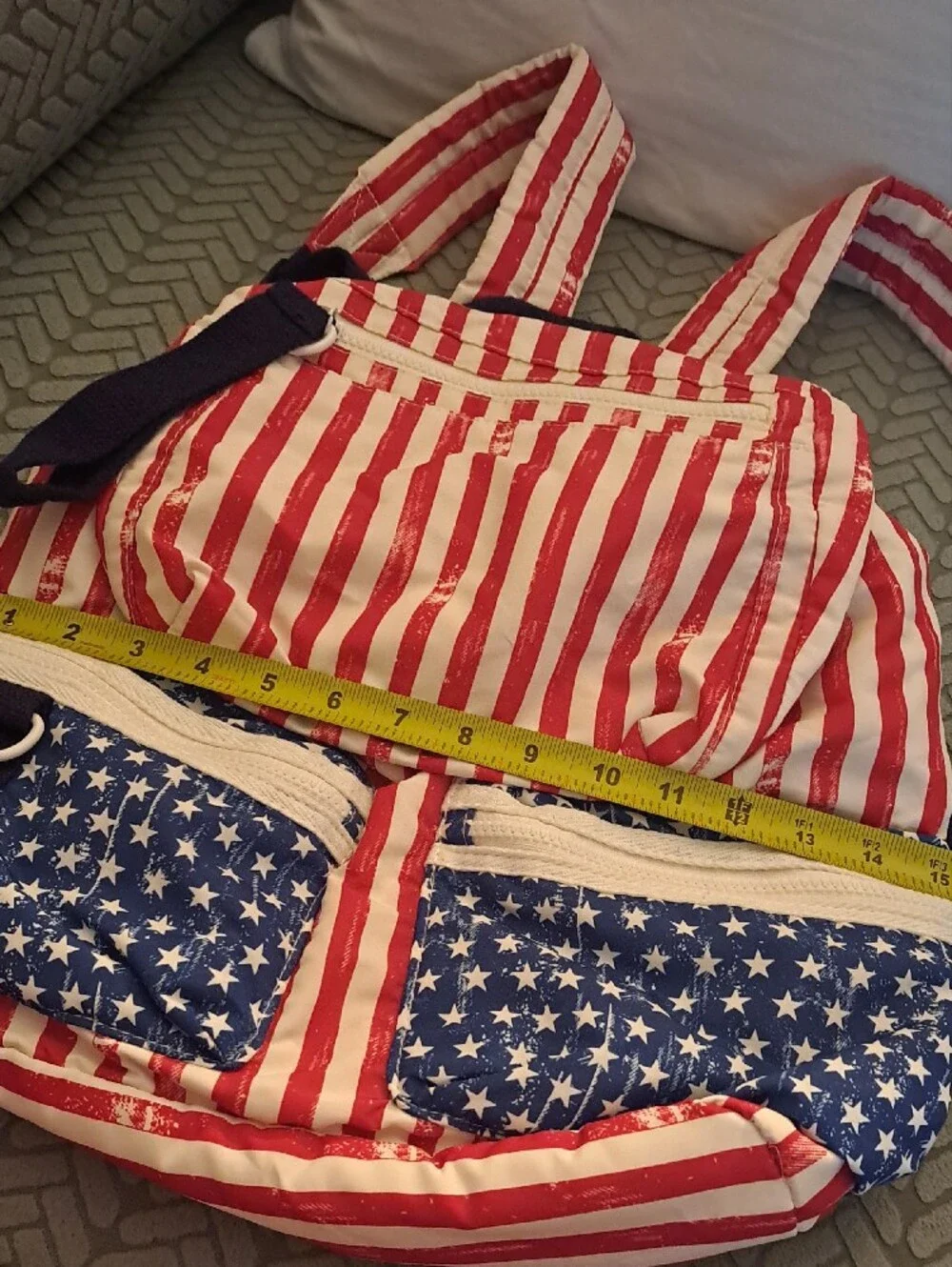 Mossimo Supply Co. Red & White Striped Backpack with Blue Star Pockets